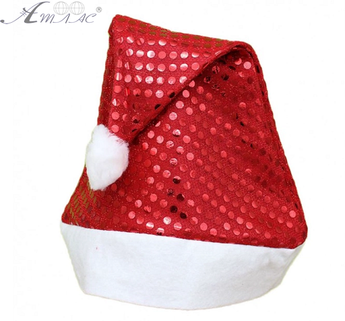 Шапка Деда Мороза Красная с пайетками JAX1103