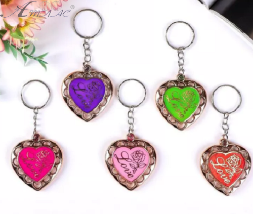 Брелок Серце з трояндою колір мікс 4 см 13247