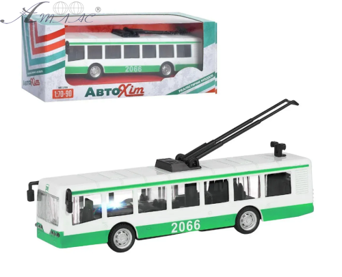 Модель АвтоХіт Тролейбус Зелений метал інерційний  М5661 