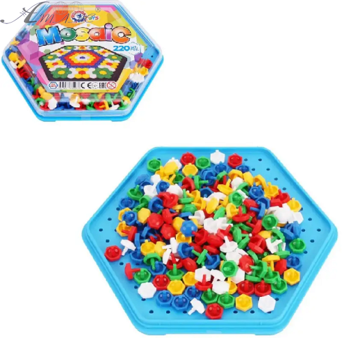 Іграшка Мозаїка "Кольоровий Свiт" 220 деталей шестигранна, у пластиковій коробці 2070
