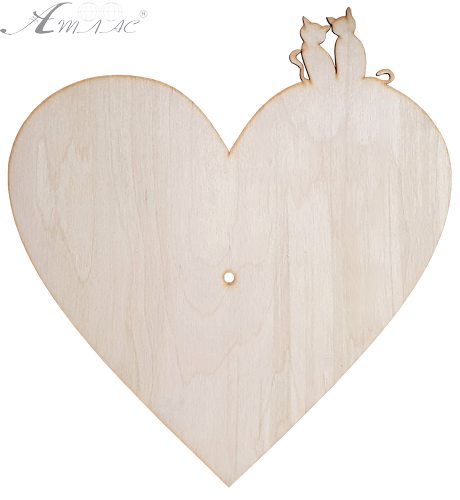 Основа для часов из фанеры 4 мм № 8 Сердце с котиками 37 x 40 см AS-4557, В-0170 Основа для часов из фанеры 4 мм № 8 Сердце с котиками 37 x 40 см AS-4557, В-0170