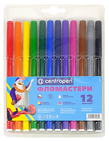 Фломастеры Centropen 12 цветов Washable 1 мм отстирывается  7790/12