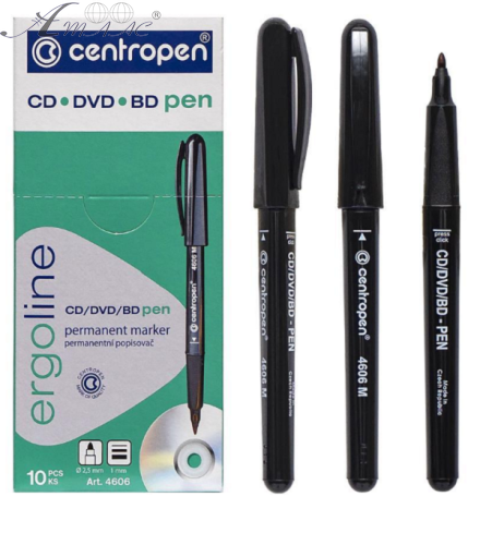 Маркер для CD, centropen, чорний, 1мм 4606 Маркер для CD, centropen, чорний, 1мм 4606