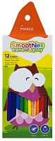 Олівці кольорові Marco Smoothies 12 кольорів м'які трикутні 2150ST-12СВ