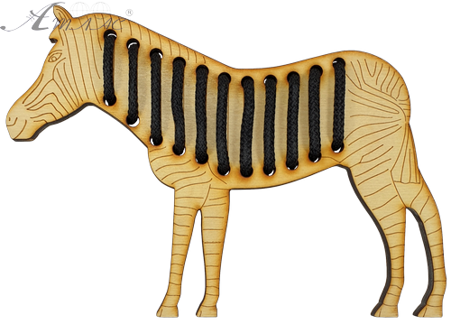 Игрушка развивающая Шнуровка Зебра 19 х 13,5 см, с цветным шнурком 1,2 м AS-7133