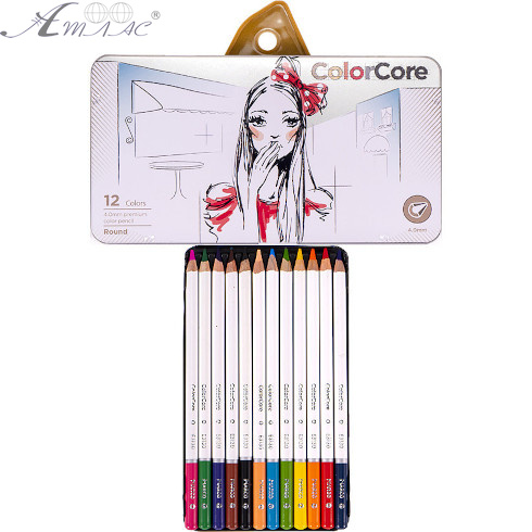 Олівці кольорові Marco Color Core 12 кольорів, в металічному пеналі 3130-12TN