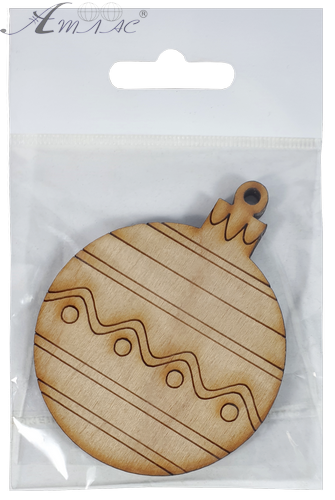 Фигурка фанерная - Елочный шар полосатый 7,5 х 6 см AS-4764, В-0105 фото 2