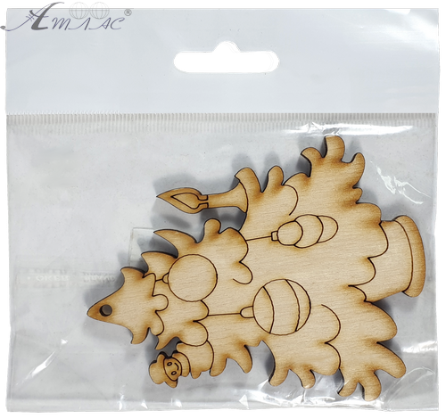 Фигурка фанерная - Елка средняя с двумя шарами и свечой 10 см AS-4649, В-0193 фото 2