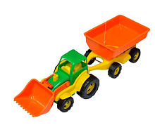 Іграшка Трактор з ковшем та причепом 65 см пластик Максимус  5206