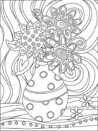 Холст с контуром Ваза с цветами 1 на подрамнике 30 х 40 см  950412