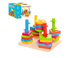 Іграшка Дерев'яна пірамідка Логіка в коробці  0061