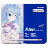 Карандаши цветные Marco Chroma Manga 24 цвета, в металлическом пенале 8550-24TN