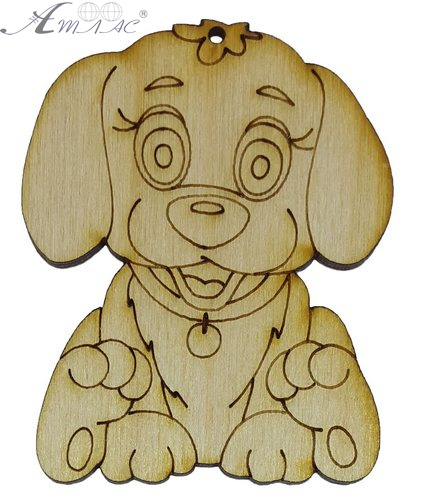 Фігурка фанерна - Песик №  8 "як в окулярах" 70 х 57 мм з магнітом AS-4784, В-0311