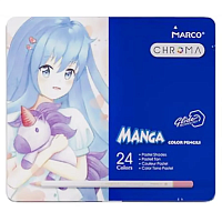 Олівці кольорові Marco Chroma Manga 24 кольори, в металічному пеналі 8550-24TN