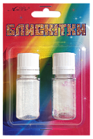 Блестки (Глиттер) Набор № 24 - 7 гр + 3 гр ( 2 шт ) - Белый Гол + Разноцветный AS-2224, А-994