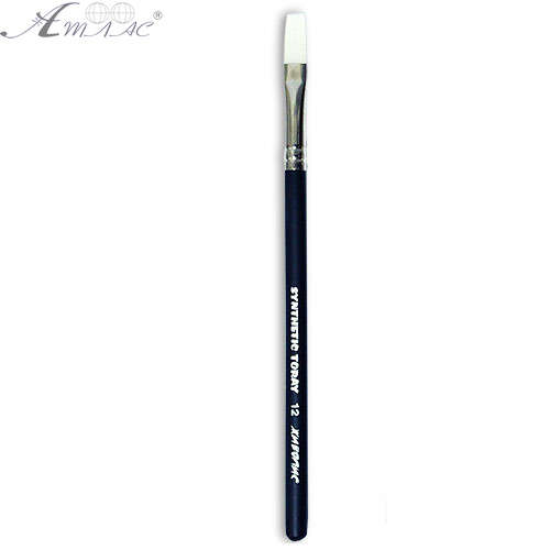 Пензлик синтетичний плоский Synt.Toray № 12 чорний, товста ручка 18 см 1212