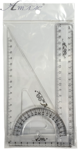 Набір Лінійка 20 см + Трикутник + транспортир AS-0616