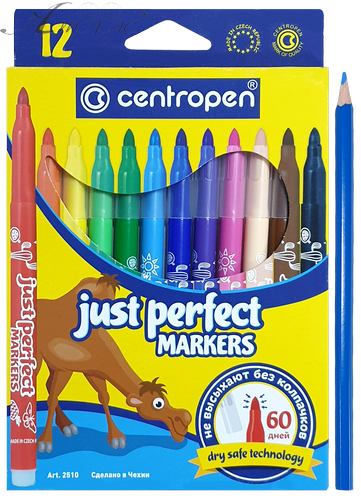 Фломастери Centropen 12 кольорів 60 днів не сохне відкритими 2510/12