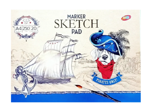 Альбом для рисования Скетчбук для маркеров клеевой (корабль) А4 250 г/м  20 листов  08467
