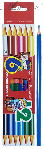 Олівці кольорові двосторонні Little President 12 кольору 6 шт 0612 Олівці кольорові двосторонні Little President 12 кольору 6 шт 0612