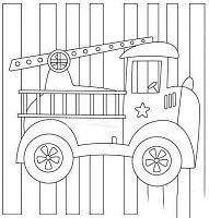 Полотно з контуром Пожежна машина на підрамнику 25 х 25 см 950389