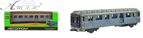 Модель Автопром Вагон Метро 17см Сірий інерційний метал  09088 фото 2