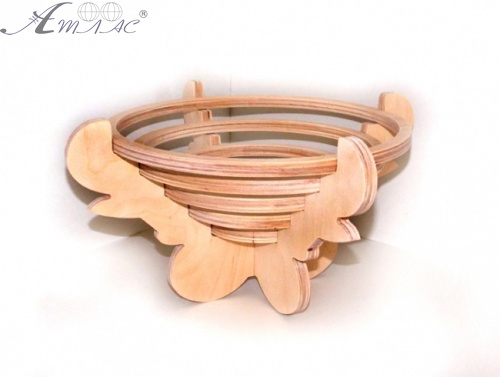 Дерев'яна Фруктовниця кругла на ніжках 32*32*18см  1311