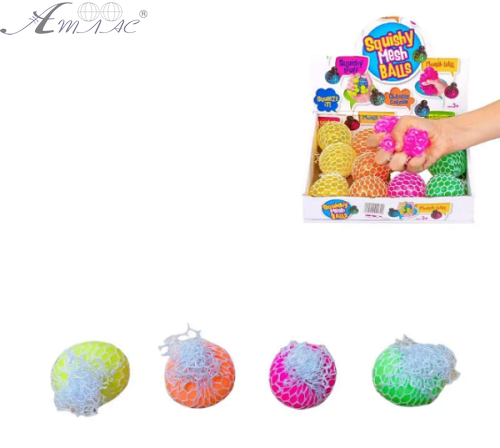 Іграшка Прикол Кулька Антистрес мізки 6см Неон у білій сітці  24-730