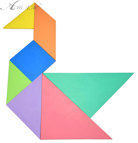 Танграм КОЛЬОРОВИЙ з двух боків з фанери 16 х 16 см  AS-7115  фото 6