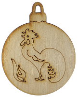 Фігурка фанерна - Ялинкова куля з півником ліворуч 6 см AS-4771, В-0203