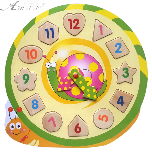 Игрушка Часы деревянные обучающие с пазлами МИКС Е244, Е245 фото 6