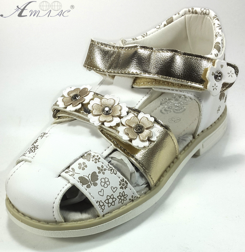 Босоніжки Clibee білі з золотом, р. 20, 24, 25 із задником Z-290