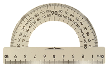 Транспортир білий пластиковий, надрукований AS-0272