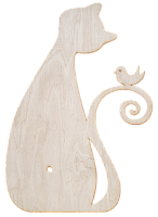 Основа для часов из фанеры 4 мм № 15 Котик с птичкой 25 x 37 см AS-4564, В-0237