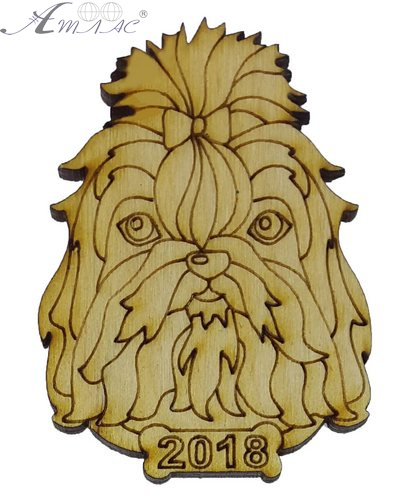 Фігурка фанерна - Песик № 18 морда Ши-Тцу 65 х 48 мм з магнітом AS-4794, В-0320
