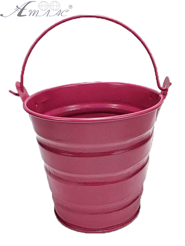 Ведерко Декоративний метал 9,5 х 9,5см Диз № 6 широкий смуги Червоне  09969