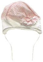 Шапочка трикотаж Marika рожева, з квіткою 14255