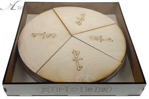 Дроби навчальні від 1 до 6 частин d = 20 см на магнітах з фанери AS-7109, О-00016