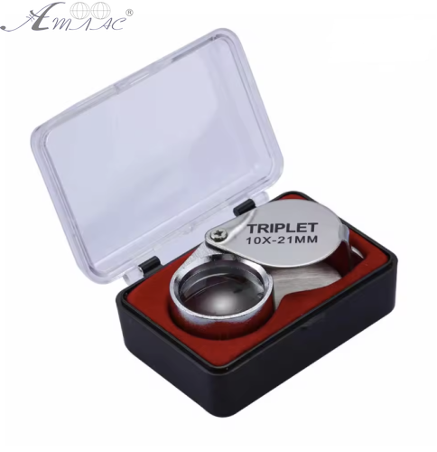Лупа 21мм збільшення х30 розкладна метал в коробці  18174
