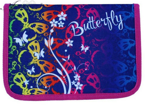 Пенал школьный JO Butterfly 1 отделение, 2 отворота, на молнии DH-18082