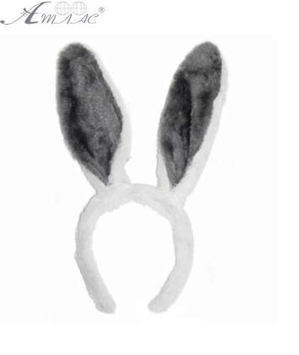 Іграшки Обруч Вушка Зайчика з хвостом і метеликом хутряні білі з сірим  15440 фото 2