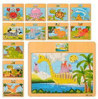 Игрушка Деревянная Пазл животные, техника 17 х 15см  1090