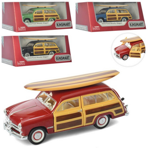 Машинка Kinsmart Ford Woody Wagon 1949 год c доской для серфа  KT5402WS1