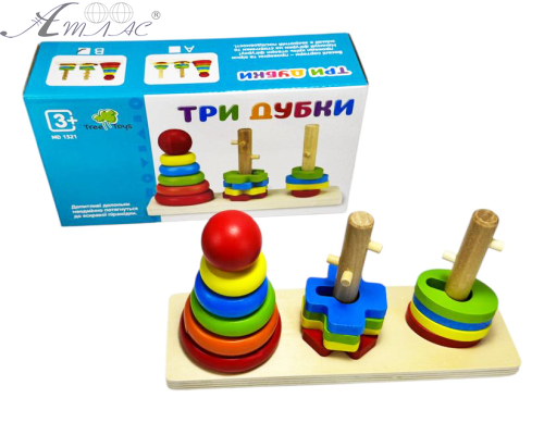 Іграшка дерев'яна пірамідка розвиваюча Три Дубки  MD1321 А фото 2