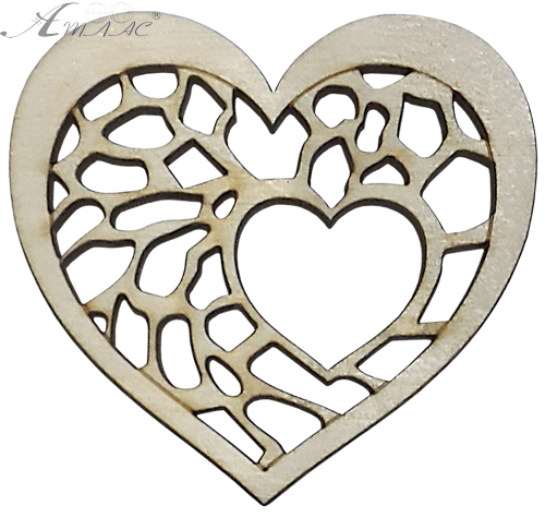 Фігурка фанерна - Серце с отворами 7 х 6,5 см AS-4731, В-0337