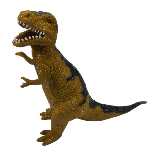Игрушка силиконовая антистресс, Динозавр коричневый с черной полосой 15см  13788