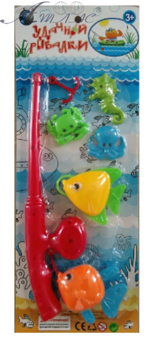 Игрушка Рыбалка пластиковая, набор 6 предметов 828-7 в блистере