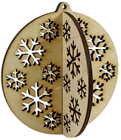 Новогоднее украшение Шарик со снежинками 3D 10 см AS-4255, F-0133