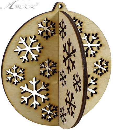 Новогоднее украшение Шарик со снежинками 3D 10 см AS-4255, F-0133