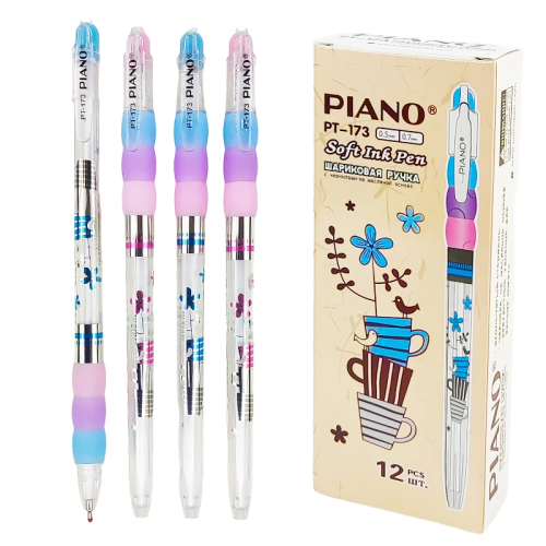 Ручка шариковая Piano Dizain Синяя цветная  PТ-173